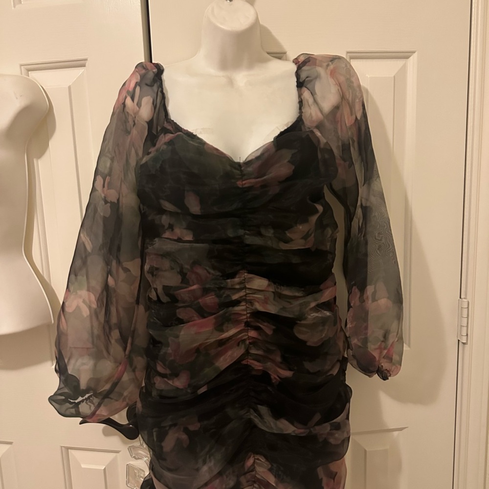 Floral Sheer Long Sleeve Dress